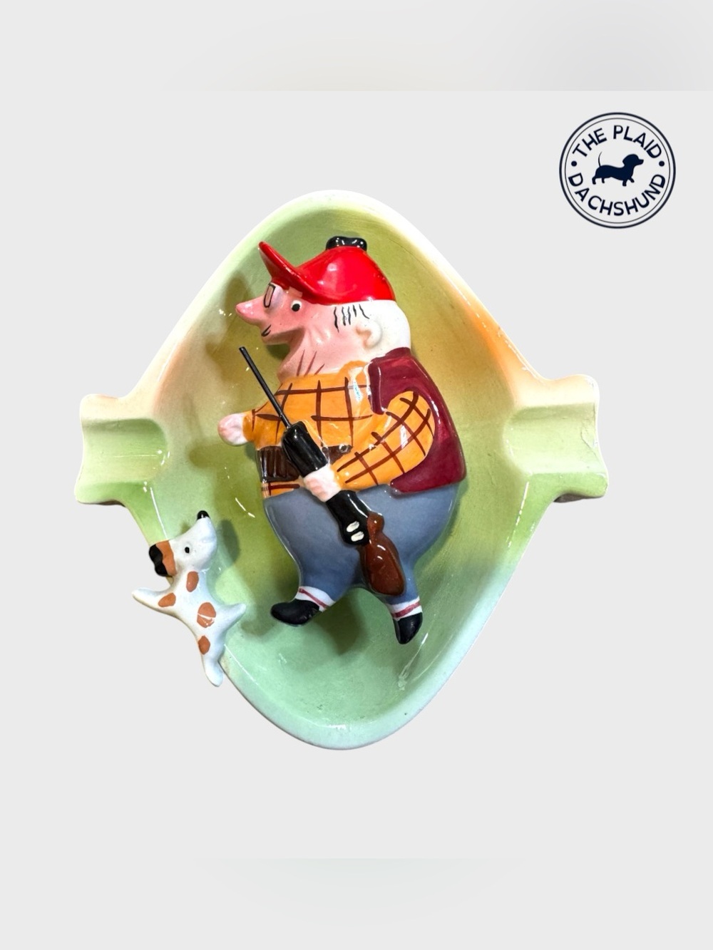 Vintage Enesco 3D Hunter and Dog Wall Plaque